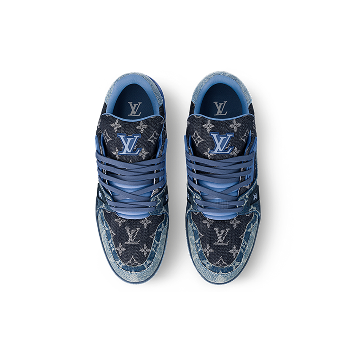Louis Vuitton Trainer Monogram Denim Patchwork Low-Top Sneakers – Blue