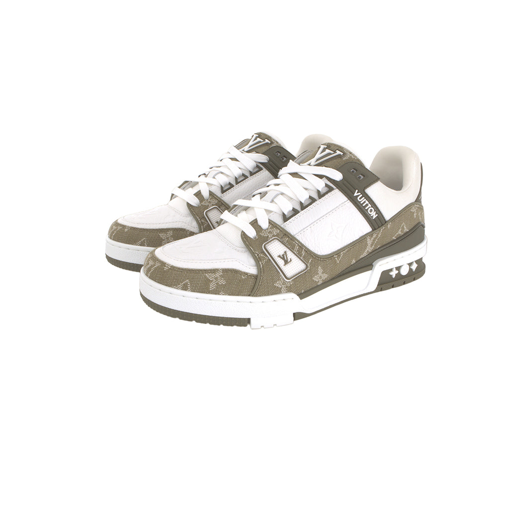 Louis Vuitton Trainer LV Monogram Denim Low-Top Sneakers – Olive Green & White