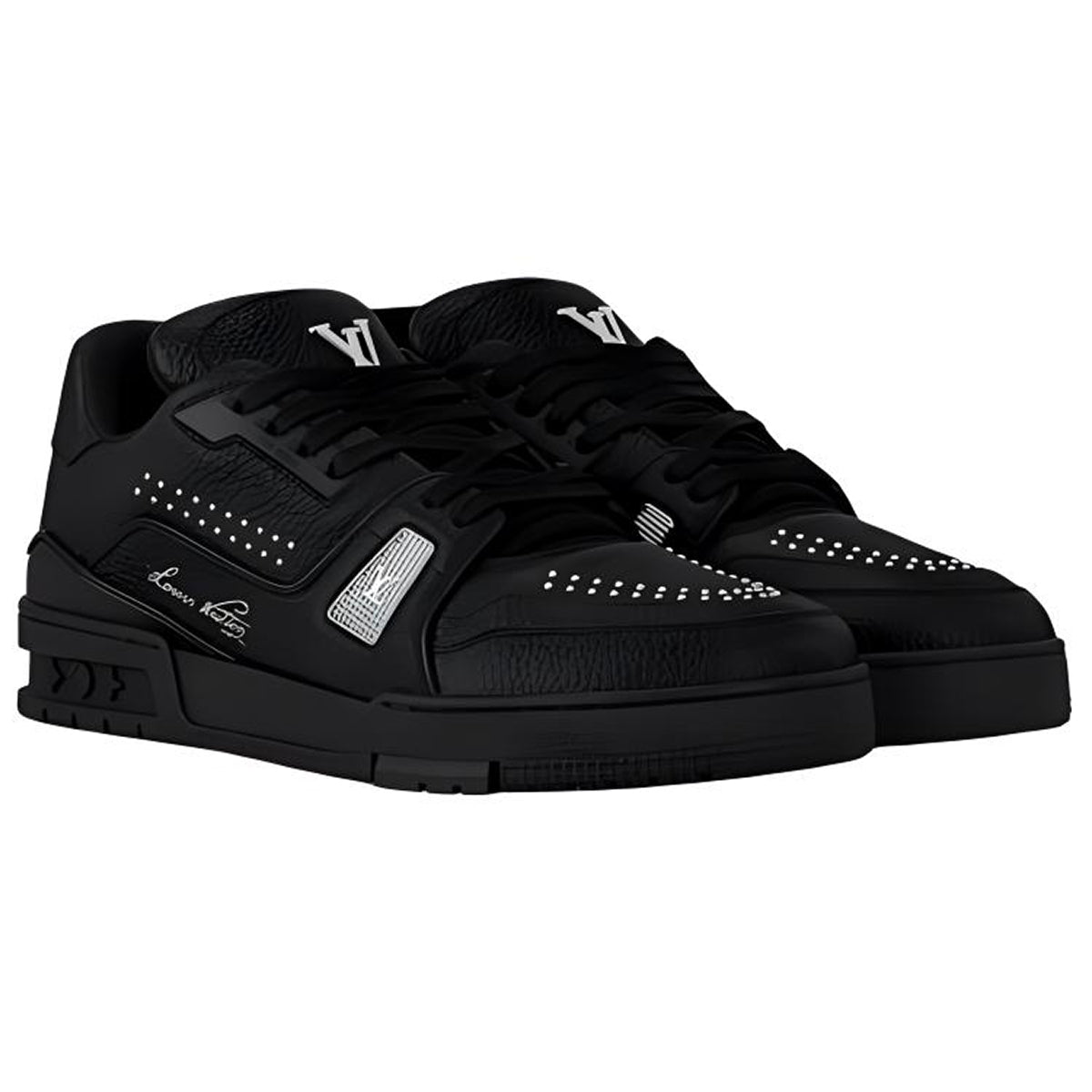 Louis Vuitton Trainer 2025 Pre-Spring Crystal Embellished Calf Leather Low-Top Sneakers – Black