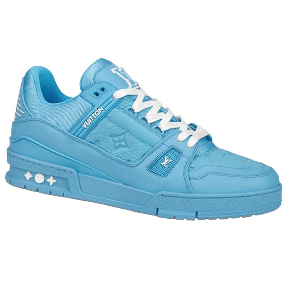 Louis Vuitton Trainer LV Monogram Tonal All-Over Leather Low-Top Sneakers – Sky Blue