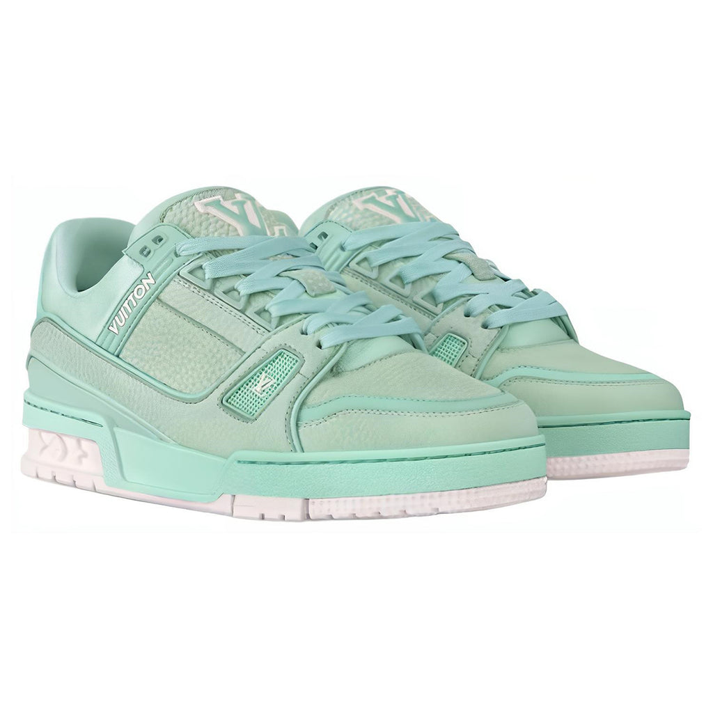 Louis Vuitton Trainer Grained Calf Leather Low-Top Sneakers – Mint Green