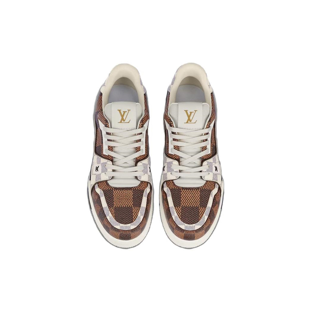 Louis Vuitton Trainer Damier Ebene & Azur Low-Top Sneakers – Brown & Cream