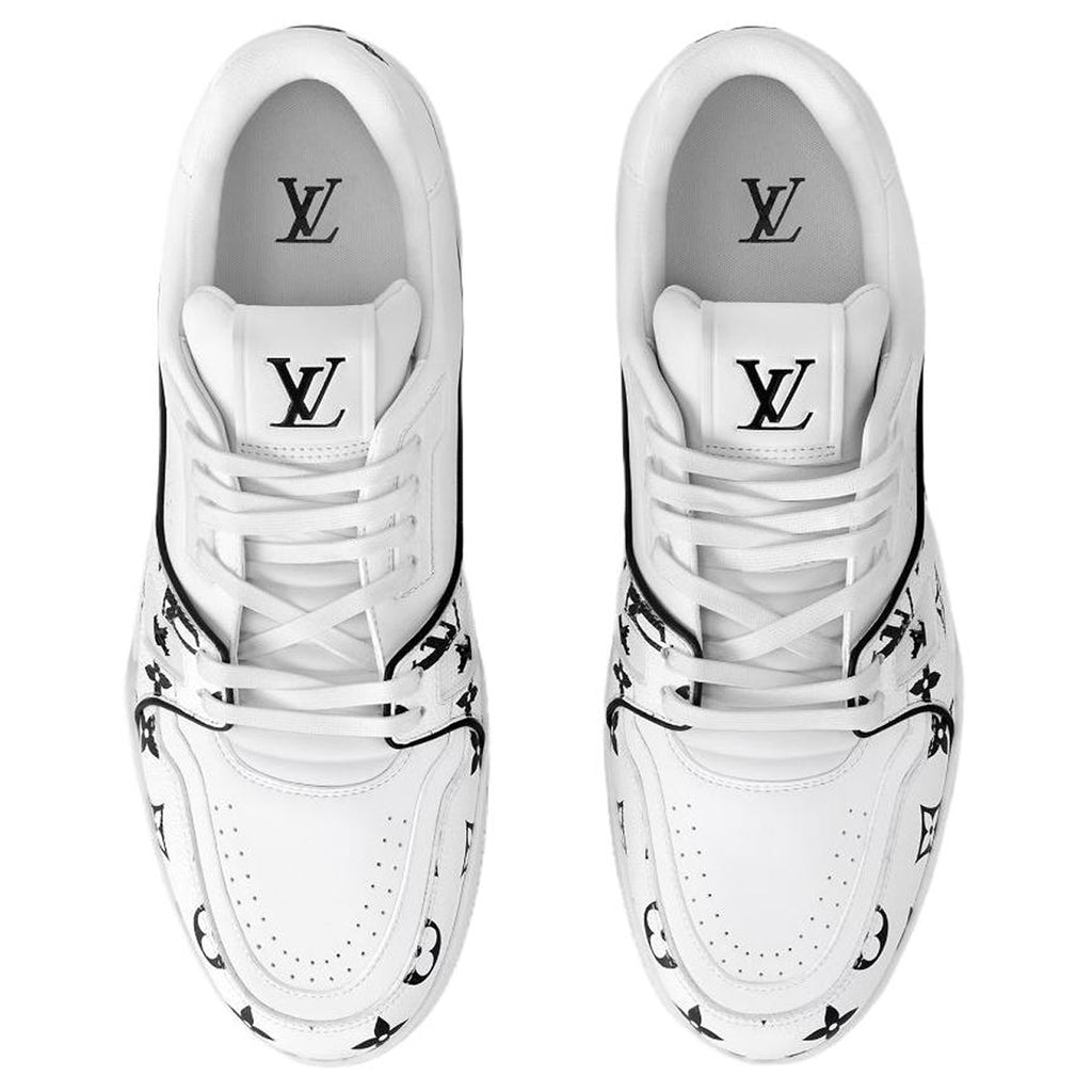 Louis Vuitton Trainer LV Monogram Print Calf Leather Low-Top Sneakers – White & Black