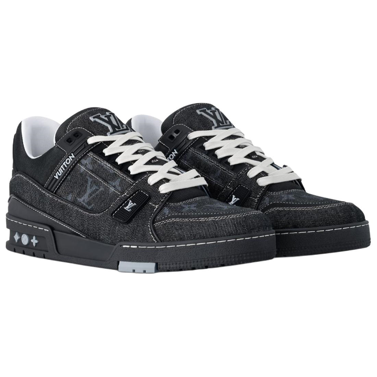 Louis Vuitton Trainer Monogram Denim Canvas Low-Top Sneakers – Triple Black