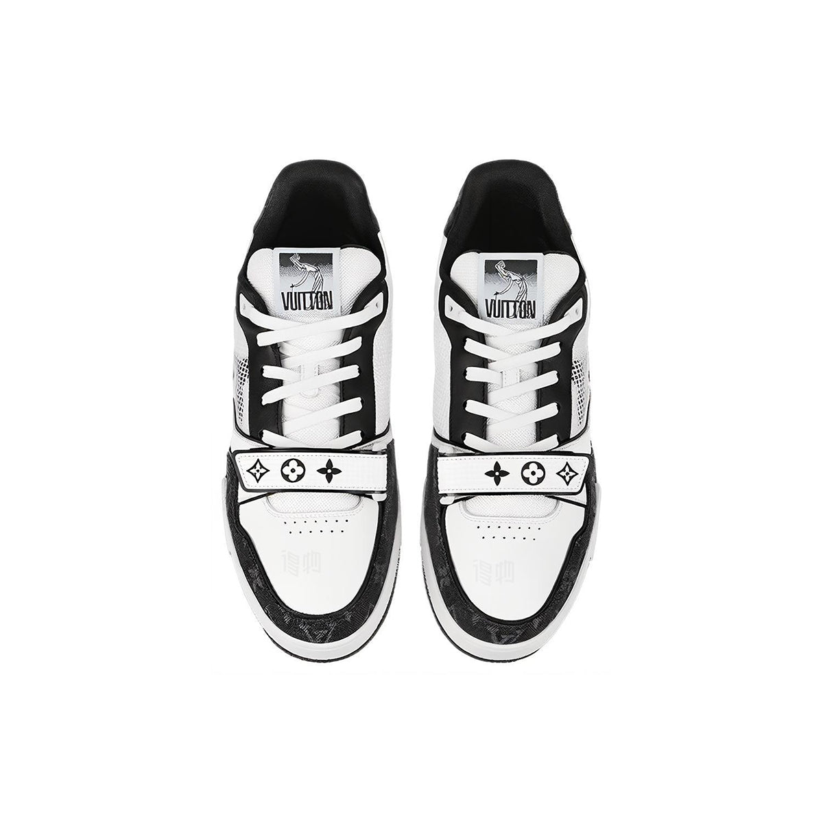 Louis Vuitton Trainer LV Monogram Mesh Panel Leather Low-Top Sneakers – Black & White