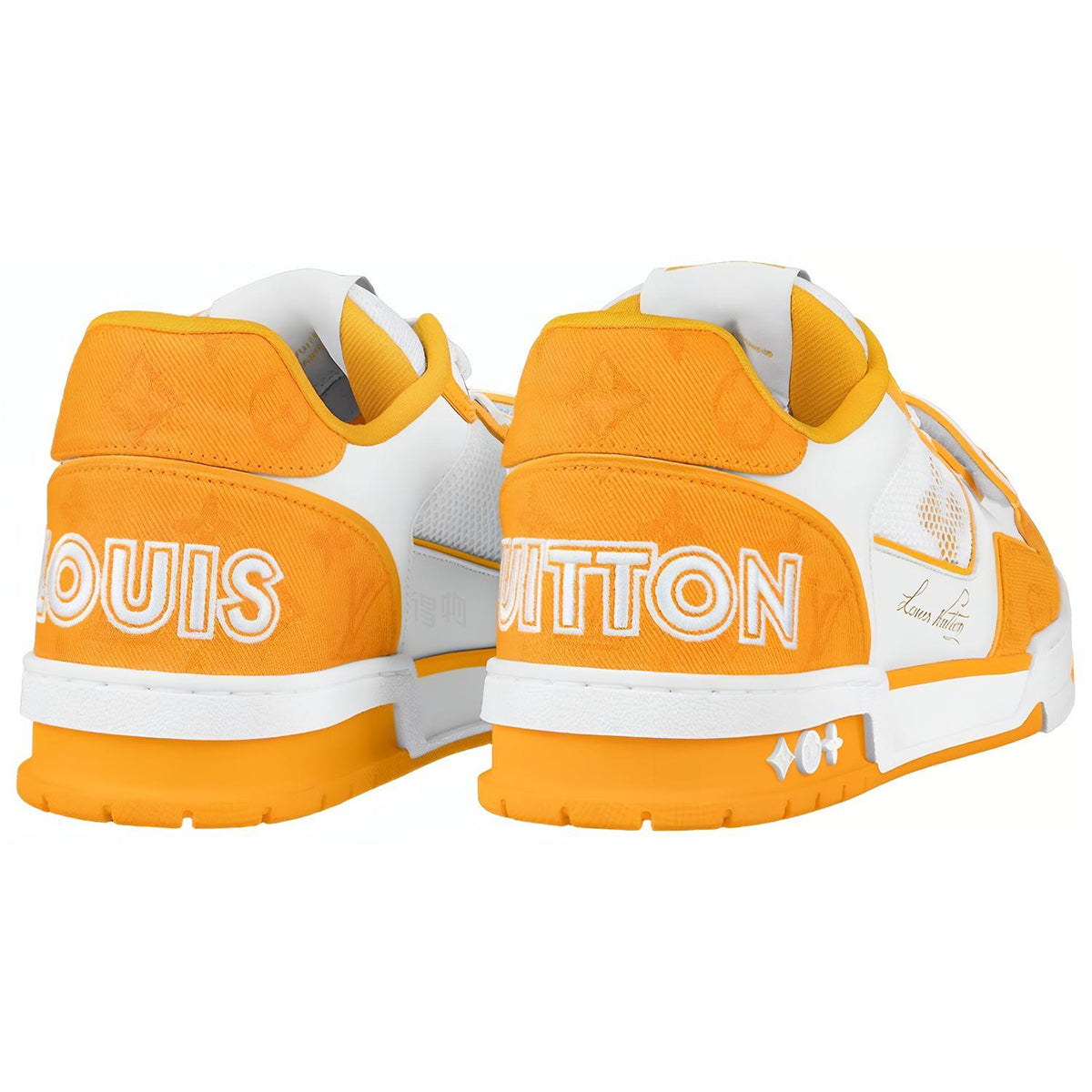 Louis Vuitton × NBA Trainer Calf Leather & Suede Mesh Low-Top Sneakers – White & Yellow