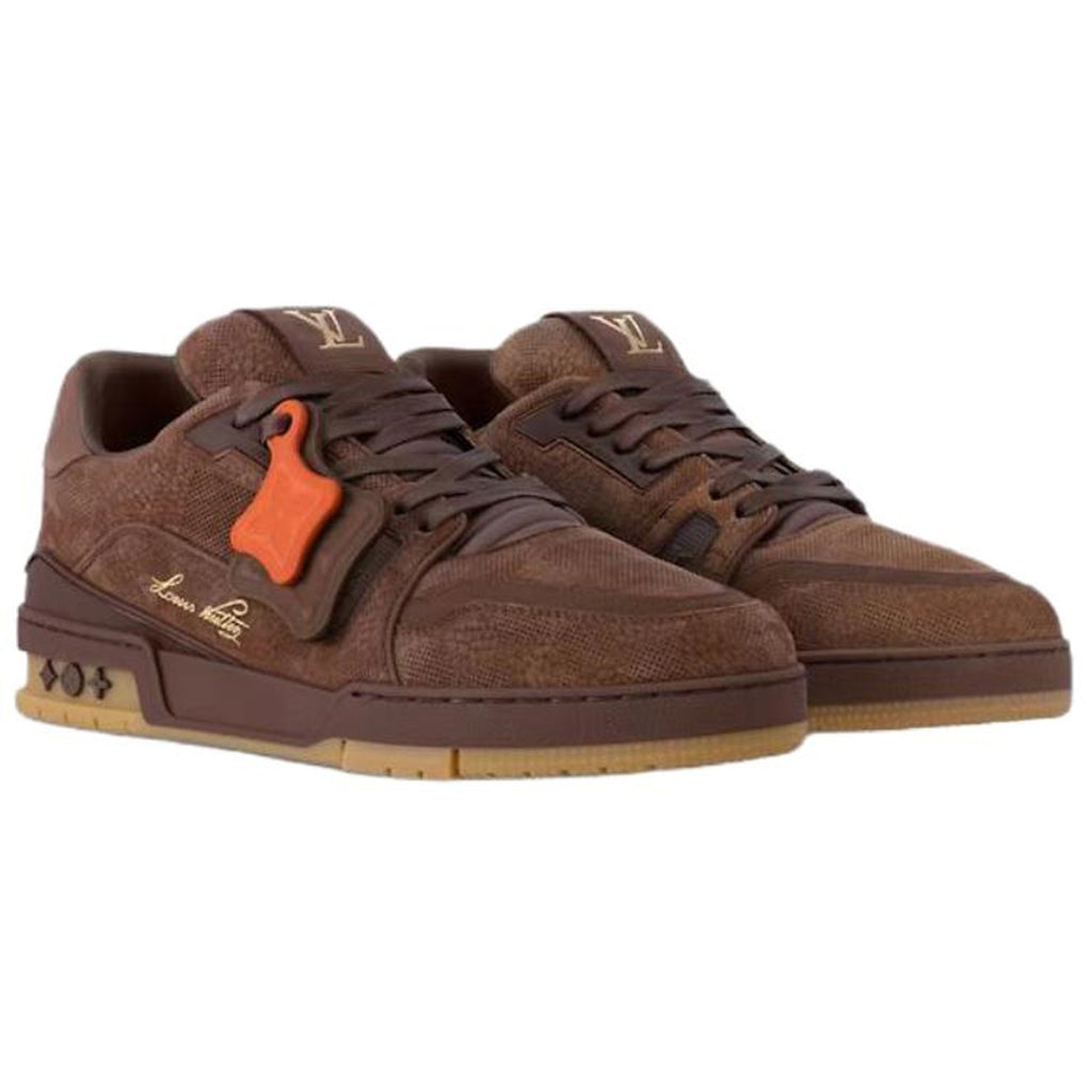 Louis Vuitton × Nigo LV² Trainer Damier Canvas & Suede Low-Top Sneakers – Brown & Orange