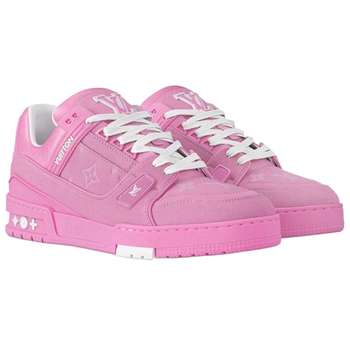 Louis Vuitton Trainer Monogram Embossed Calf Leather Low-Top Sneakers – Triple Pink