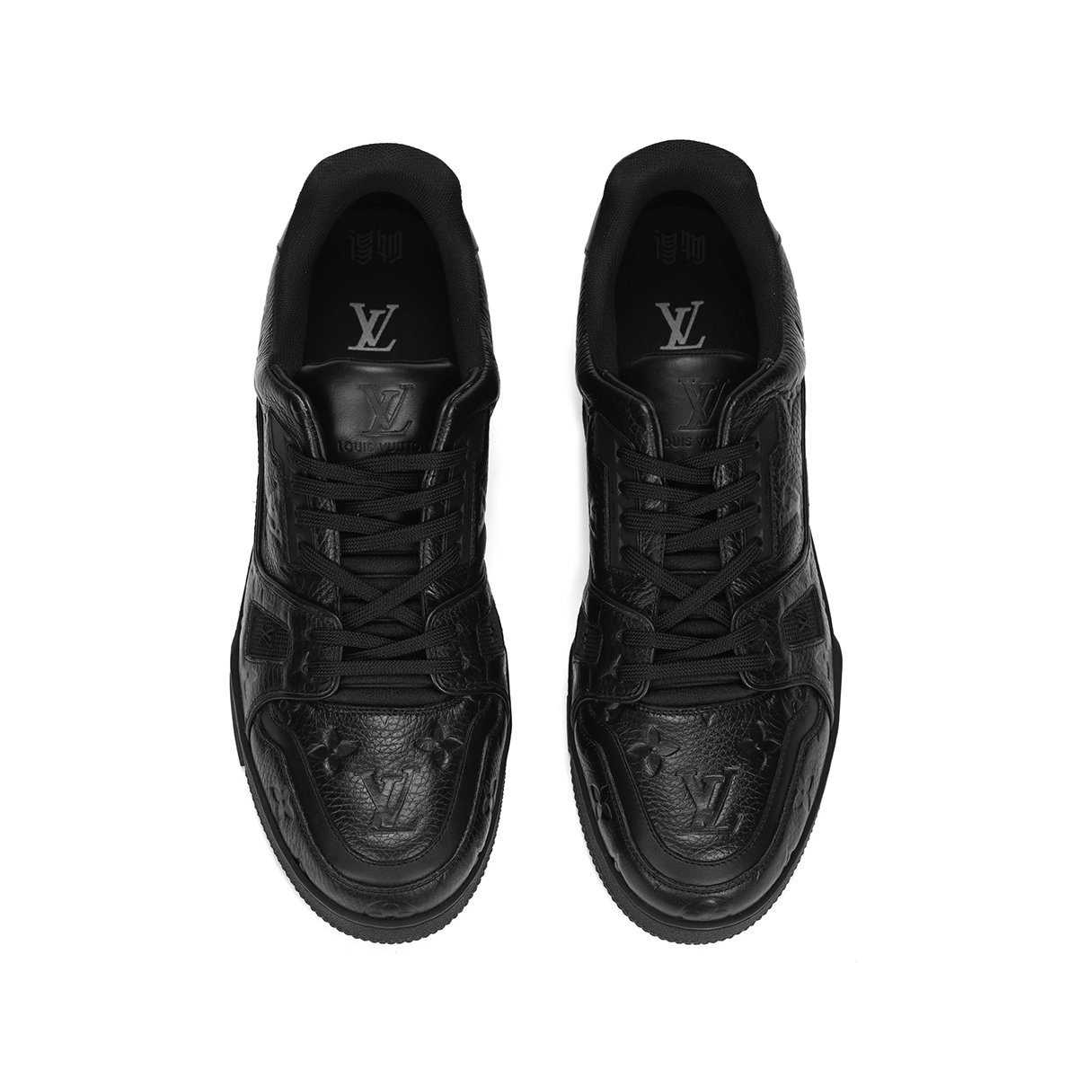 Louis Vuitton Trainer Monogram Embossed Grained Calf Leather Low-Top Sneakers – Triple Black