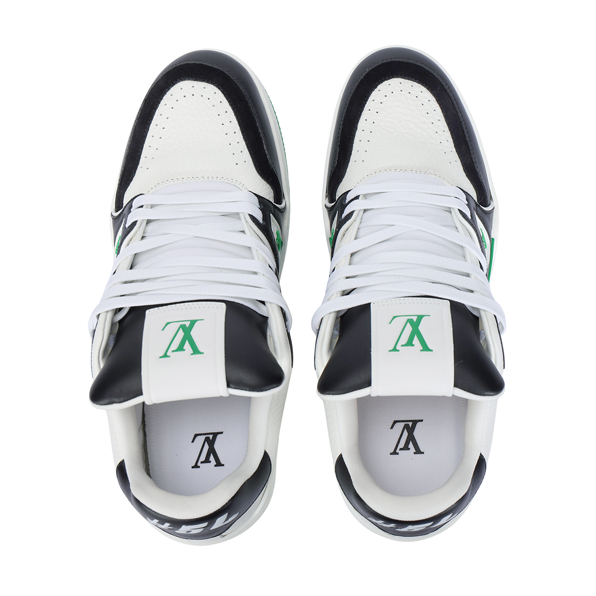 Louis Vuitton Trainer Leather Low-Top Sneakers – White, Black & Emerald Green