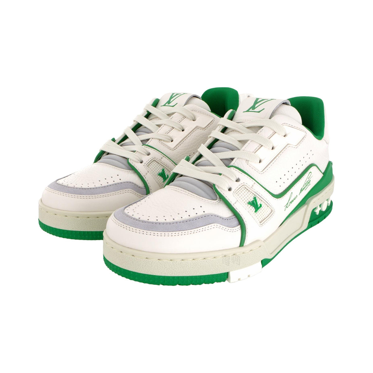 Louis Vuitton Trainer 54 Lace-Up Low-Top Sneakers – White & Green