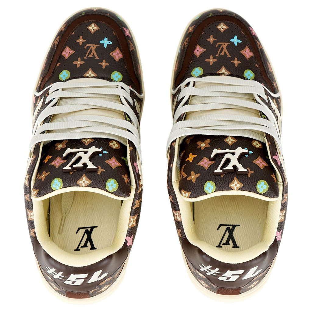 Tyler, The Creator × Louis Vuitton LV Trainer Pastel Multicolor Monogram Low-Top Sneakers – Classic Brown