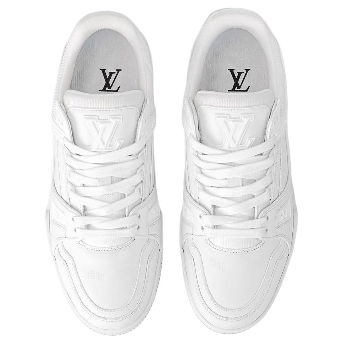 Louis Vuitton Trainer Leather Embossed Monogram Low-Top Sneakers – White