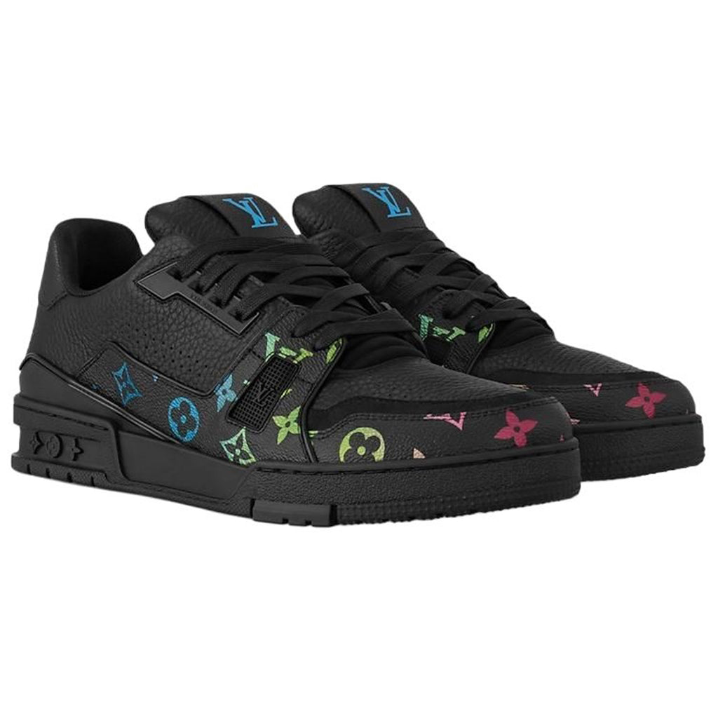 Louis Vuitton Trainer LV Multicolour Monogram Taurillon Leather Low-Top Sneakers – Black & Rainbow