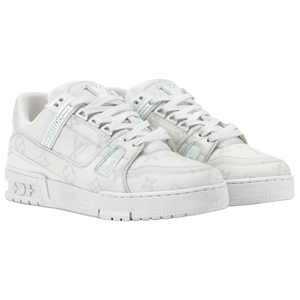 Louis Vuitton Trainer Monogram Denim Canvas & Calf Leather Low-Top Sneakers – Triple White