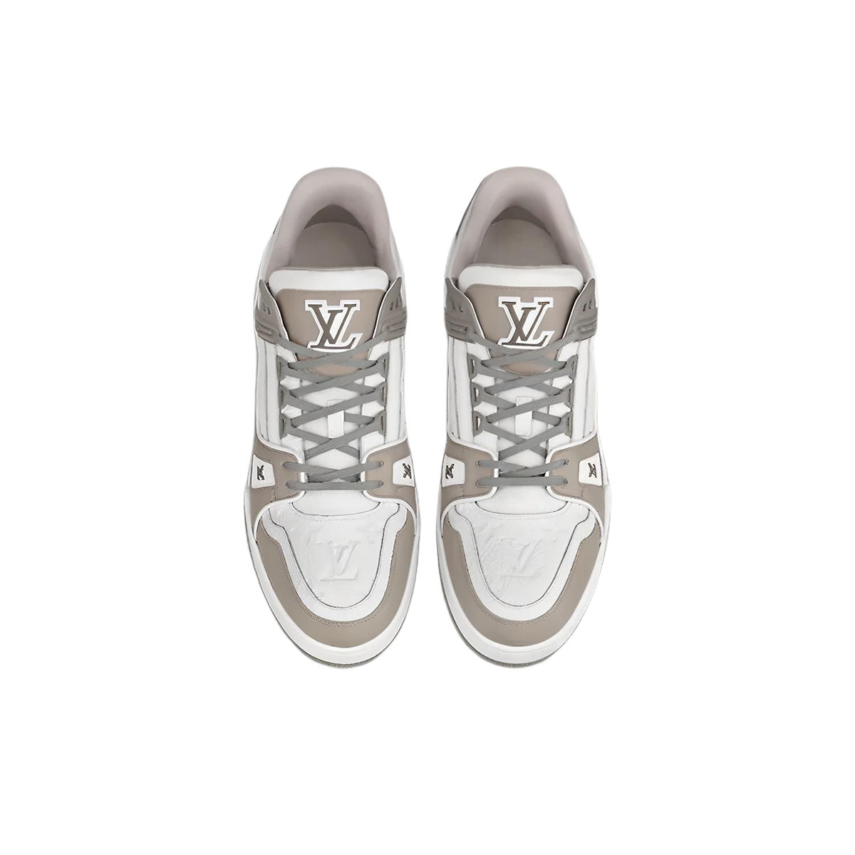 Louis Vuitton Trainer Classic Print Low-Top Sneakers – Grey & White