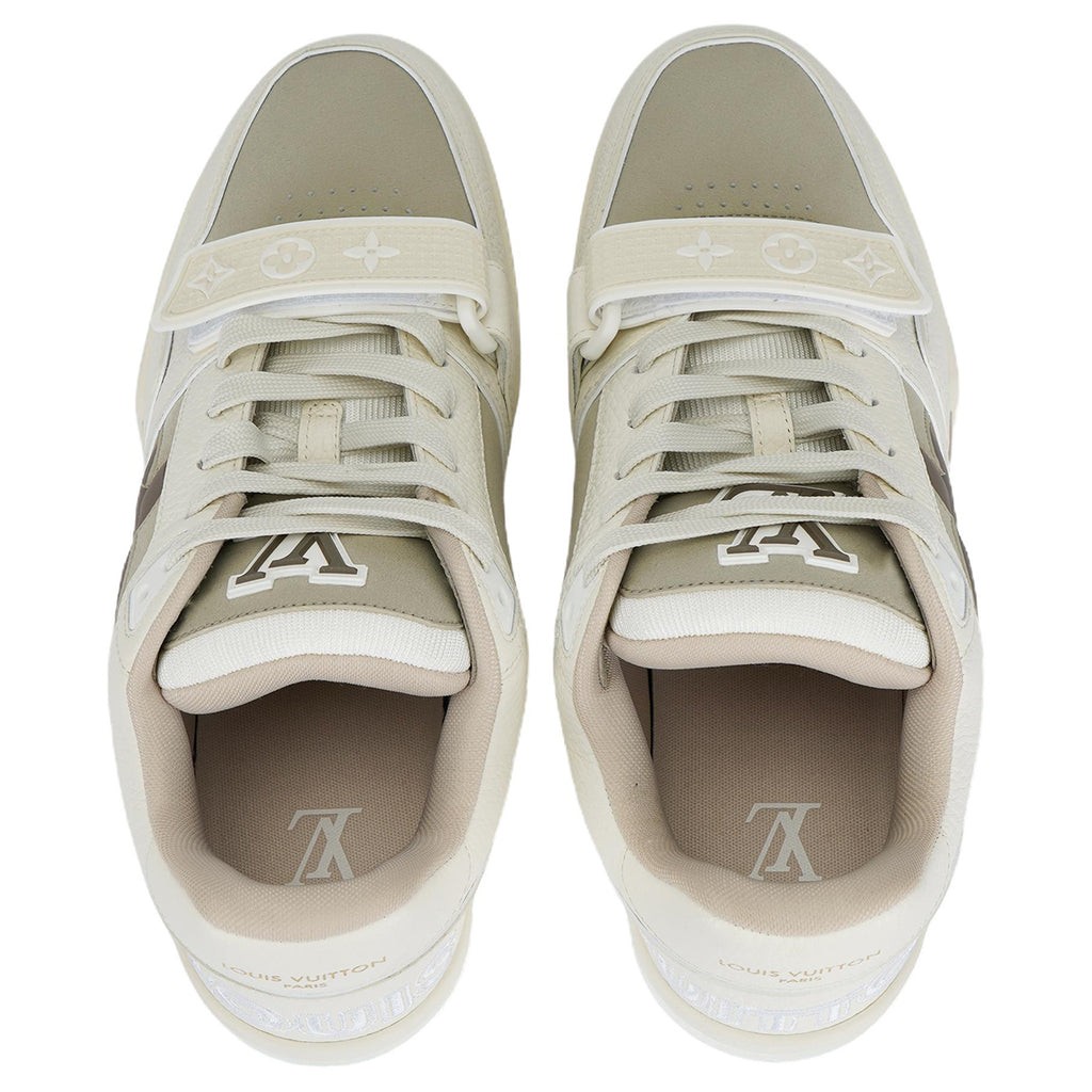 Louis Vuitton Trainer LV Monogram Flower Oversized Leather Low-Top Sneakers – Ivory & Beige