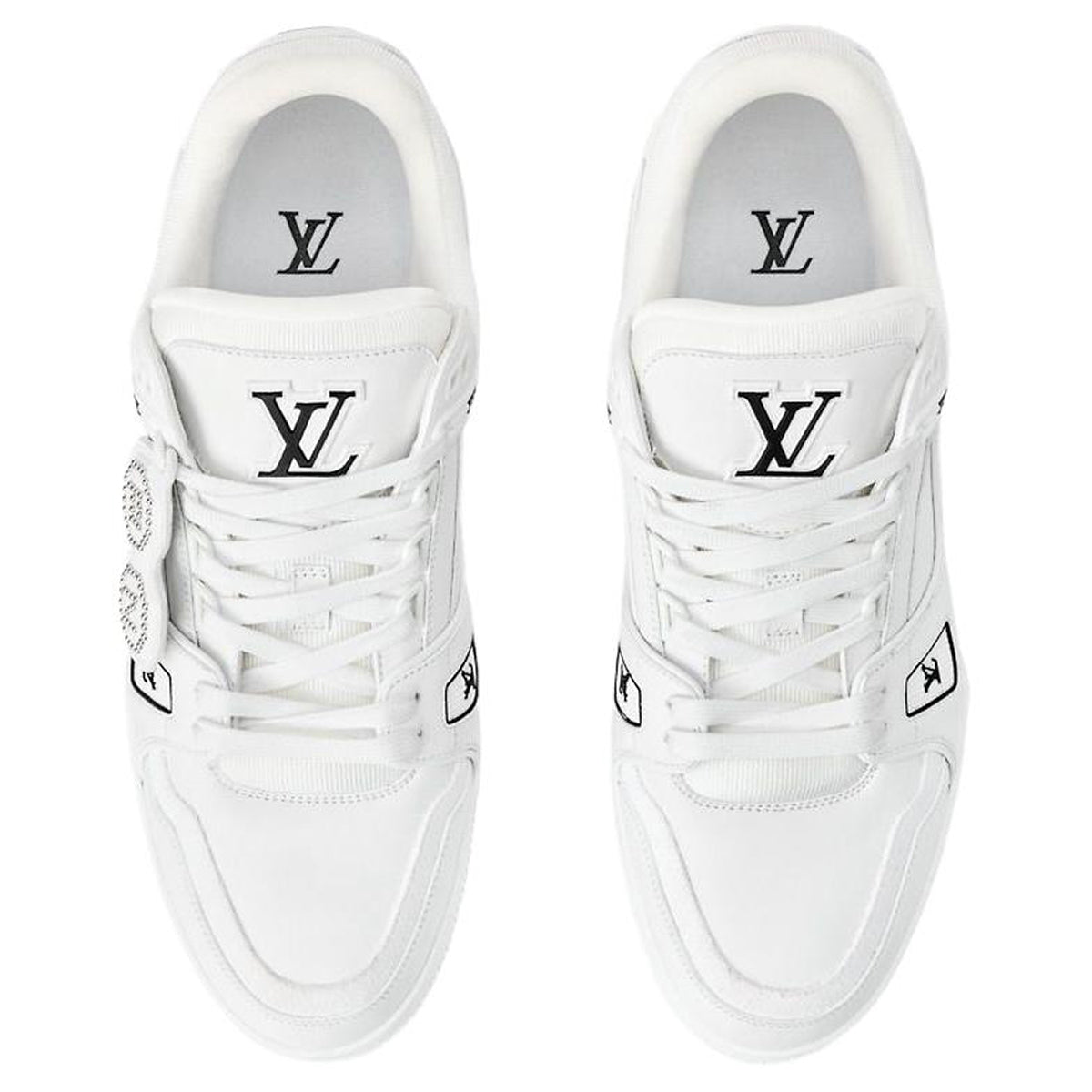 Louis Vuitton × NIGO Trainer FW25 White Leather Double Circle Badge Closure & Hidden Zipper Low-Top Sneakers – White & Black