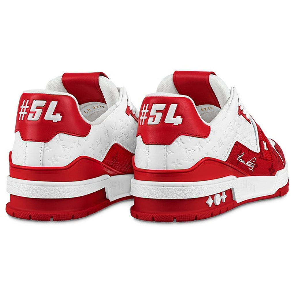 Louis Vuitton Trainer LV Monogram Embossed Leather Low-Top Sneakers – Red & White