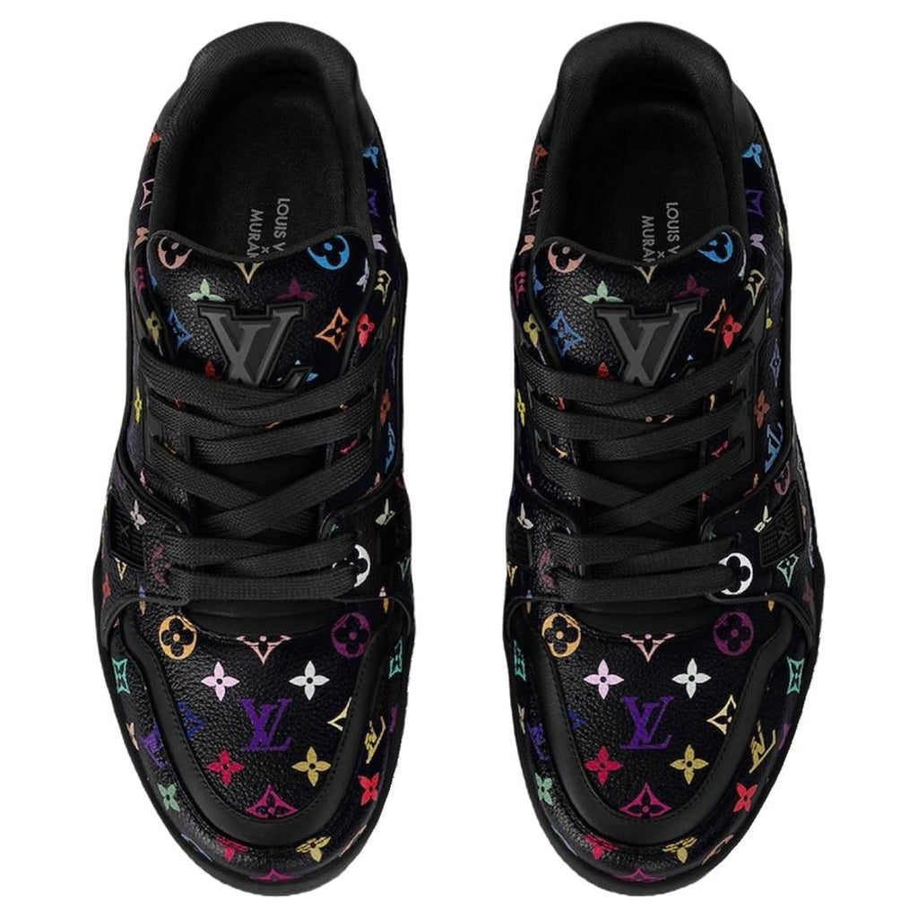 Louis Vuitton × Takashi Murakami Trainer Multicolor Monogram Grained Calf Leather Low-Top Sneakers – Black