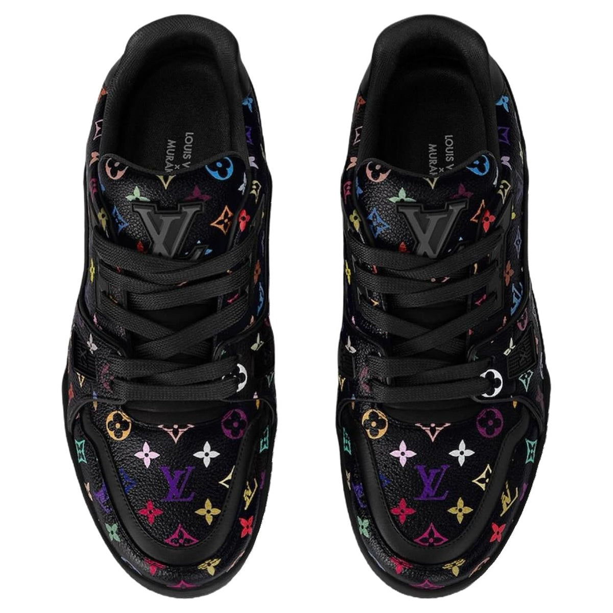 Louis Vuitton × Takashi Murakami Trainer Multicolor Monogram Grained Calf Leather Low-Top Sneakers – Black