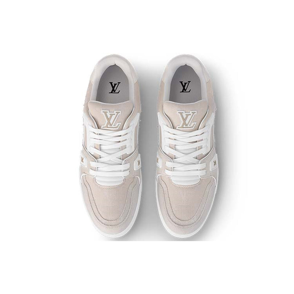 Louis Vuitton Trainer Suede Low-Top Sneakers – Beige & White