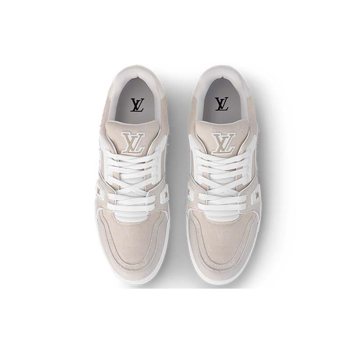 Louis Vuitton Trainer Suede Low-Top Sneakers – Beige & White