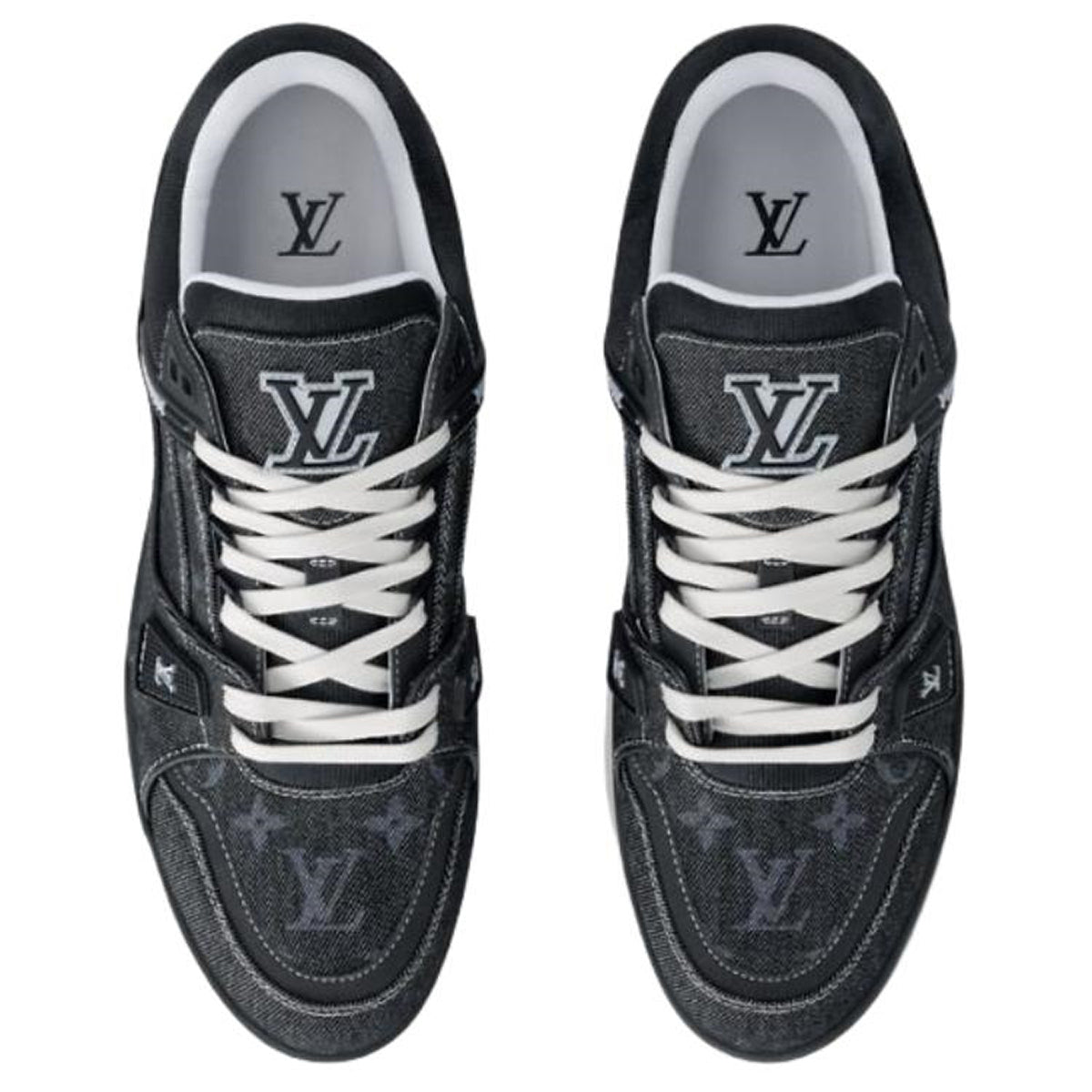 Louis Vuitton Trainer Monogram Denim Canvas Low-Top Sneakers – Triple Black
