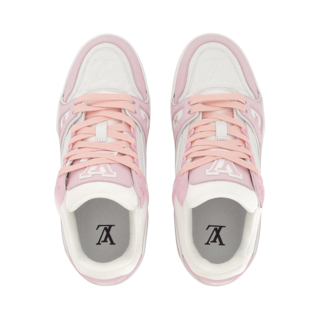 Louis Vuitton Trainer Leather Lace-Up Low-Top Sneakers – Rose Pink & White