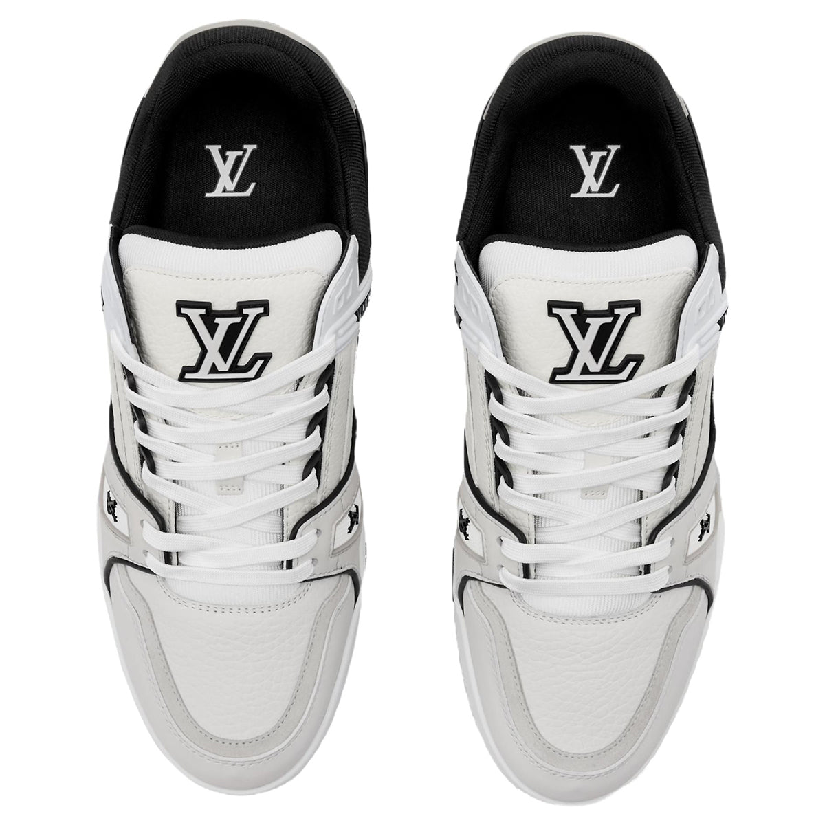 Louis Vuitton Trainer Grained Leather & Black Fabric Mixed-Material Low-Top Sneakers – White & Black