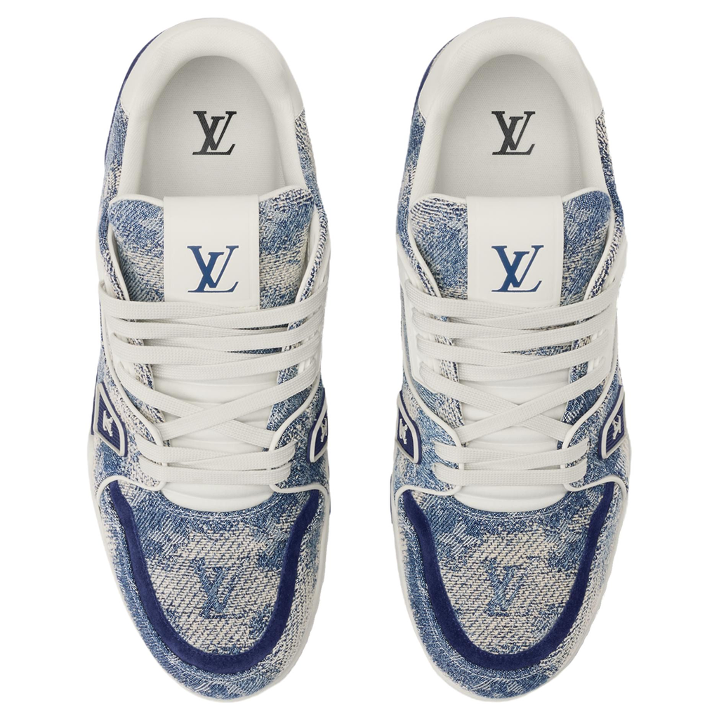 Louis Vuitton Trainer LV Monogram Jacquard Denim & Navy Blue Leather Platform Low-Top Sneakers – Denim Blue, Navy & White
