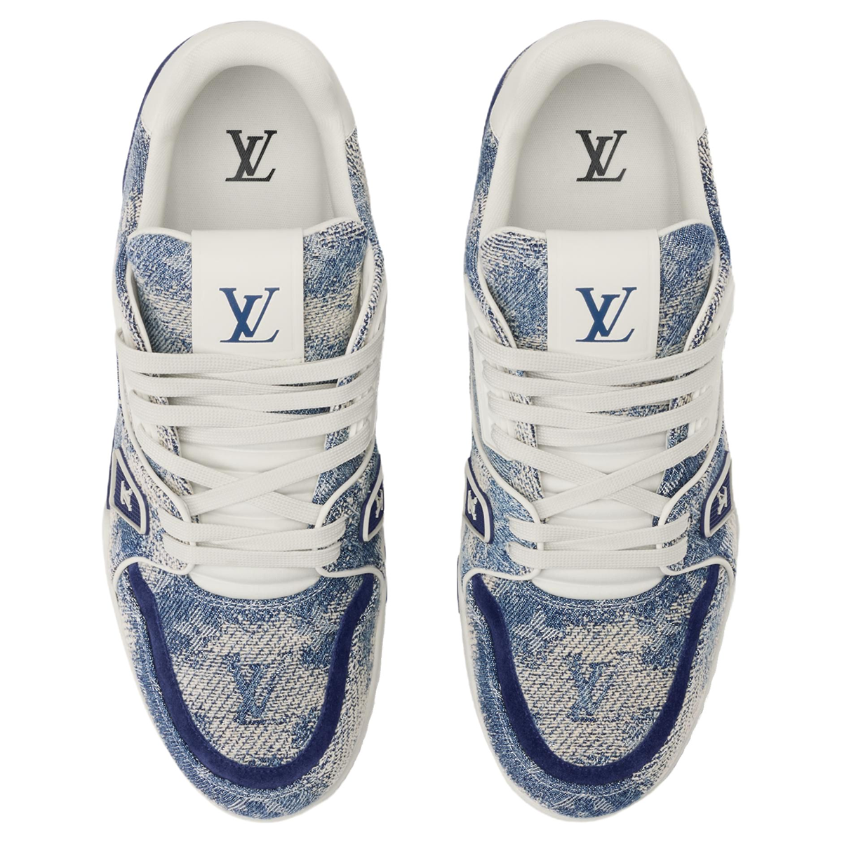 Louis Vuitton Trainer LV Monogram Jacquard Denim & Navy Blue Leather Platform Low-Top Sneakers – Denim Blue, Navy & White