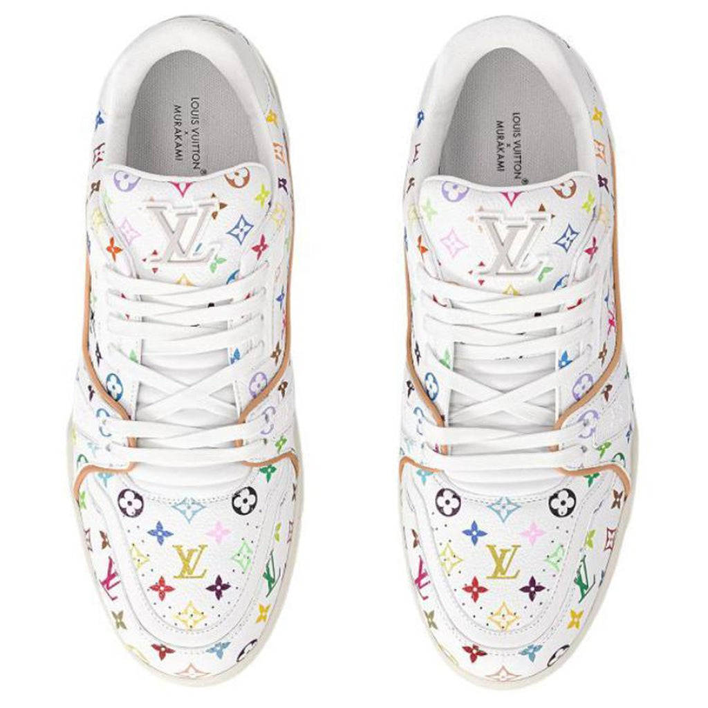 Louis Vuitton × Takashi Murakami Trainer Multicolor Monogram Grained Calf Leather Low-Top Sneakers – White