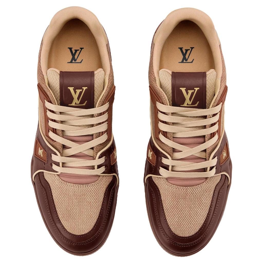 Louis Vuitton Trainer Tonal Brown Woven Canvas & Leather Mixed-Material Low-Top Sneakers – Chocolate Brown & Natural Beige
