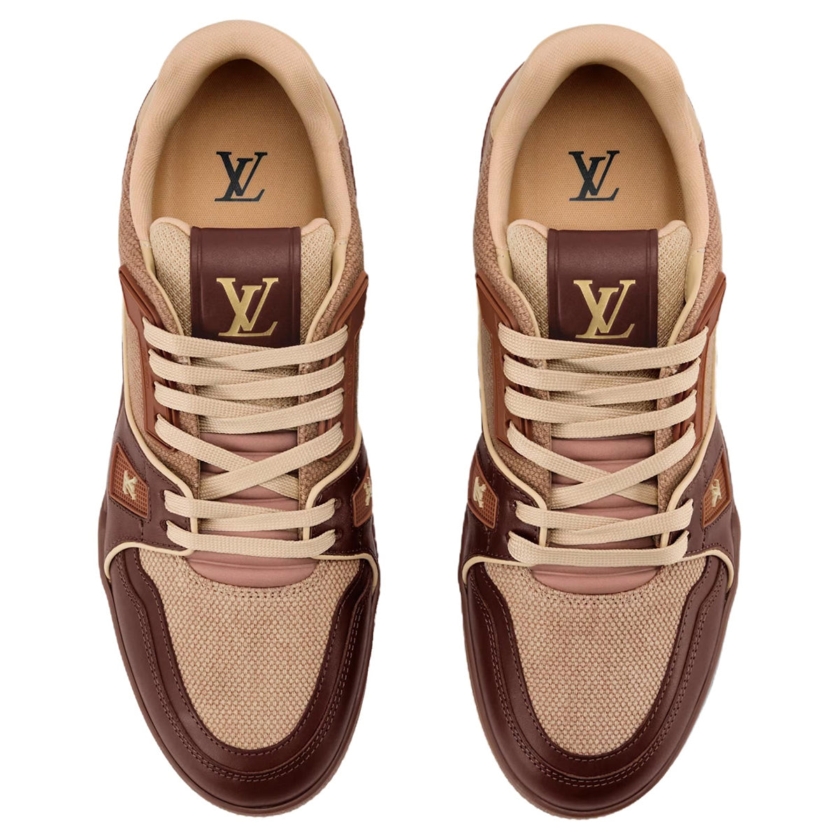 Louis Vuitton Trainer Tonal Brown Woven Canvas & Leather Mixed-Material Low-Top Sneakers – Chocolate Brown & Natural Beige