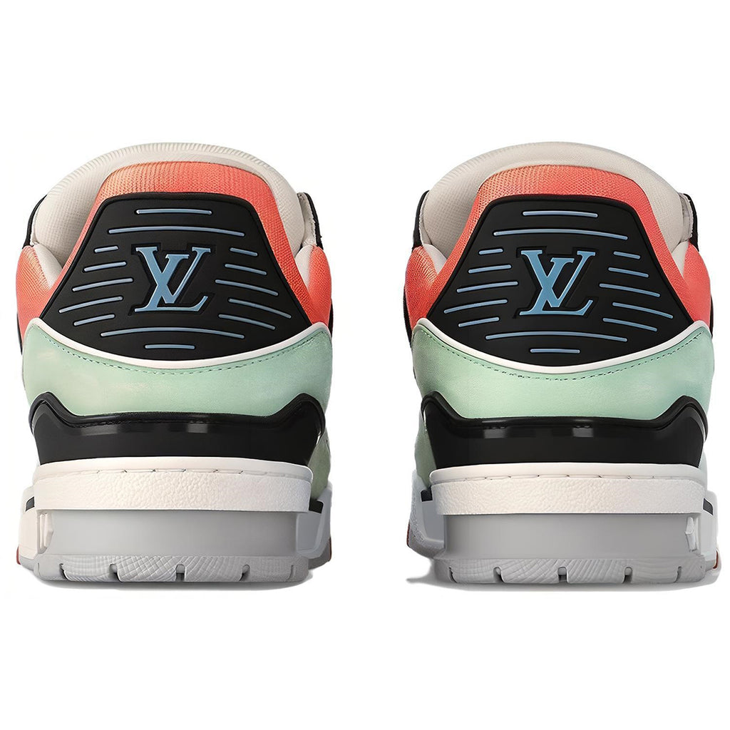 Louis Vuitton Trainer Low-Top Sneakers – Coral Pink, Mint Green & Black