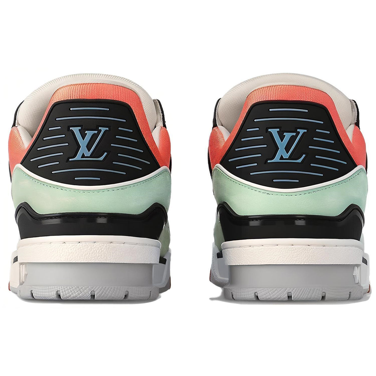 Louis Vuitton Trainer Low-Top Sneakers – Coral Pink, Mint Green & Black