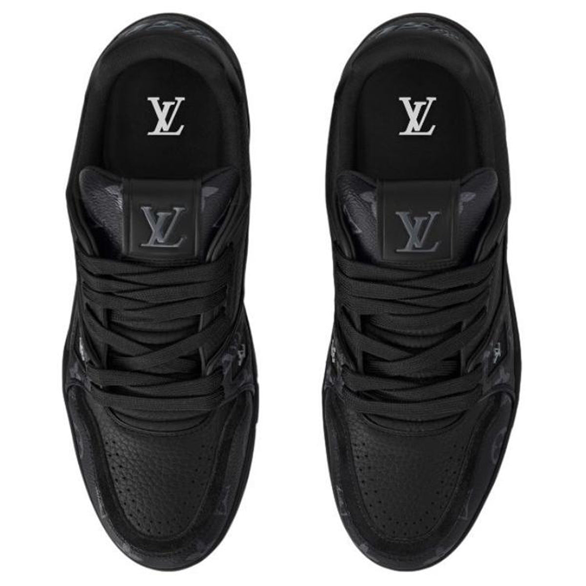 Louis Vuitton Trainer Monogram Eclipse Canvas & Calf Leather Low-Top Sneakers – Triple Black