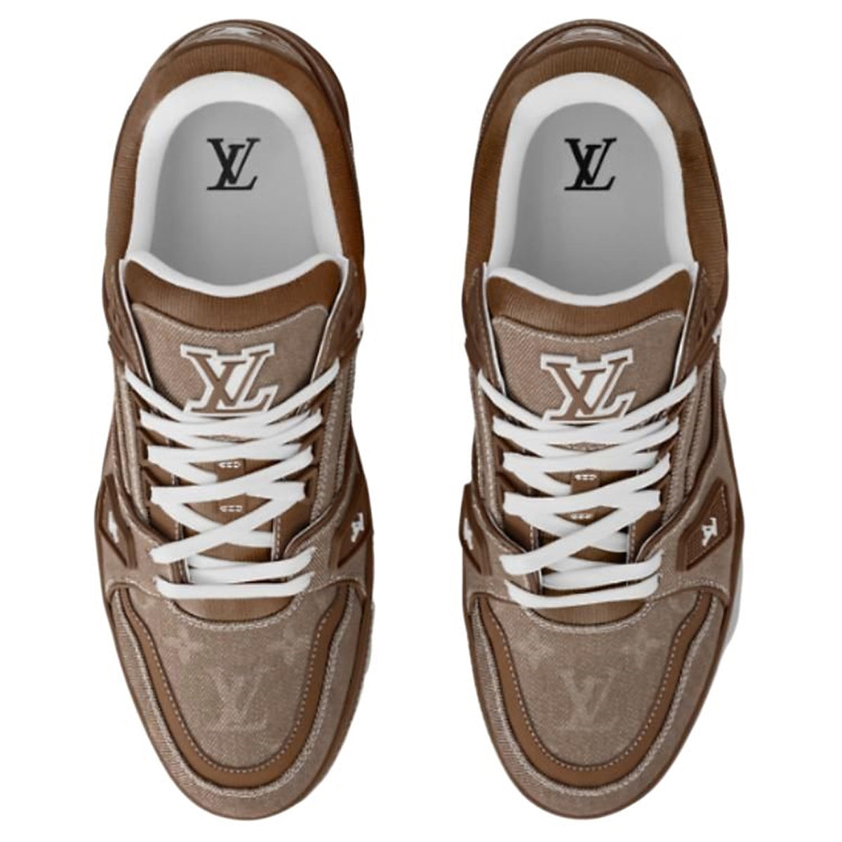 Louis Vuitton Trainer Monogram Embossed Suede & Calf Leather Low-Top Sneakers – Triple Brown