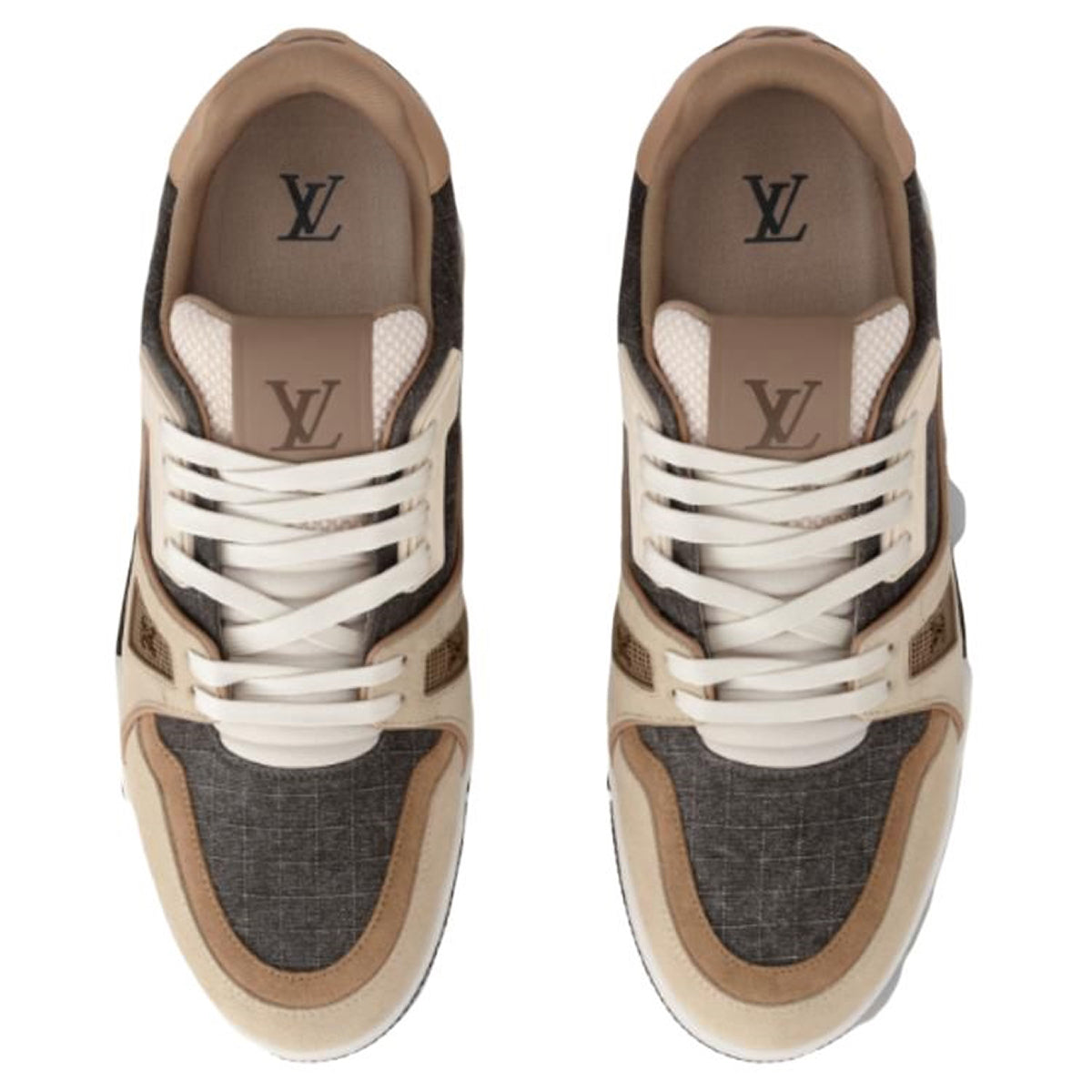 Louis Vuitton Trainer Platform LV Monogram Canvas & Multi-Tone Brown Leather Thick-Sole Low-Top Sneakers – Brown & Cream