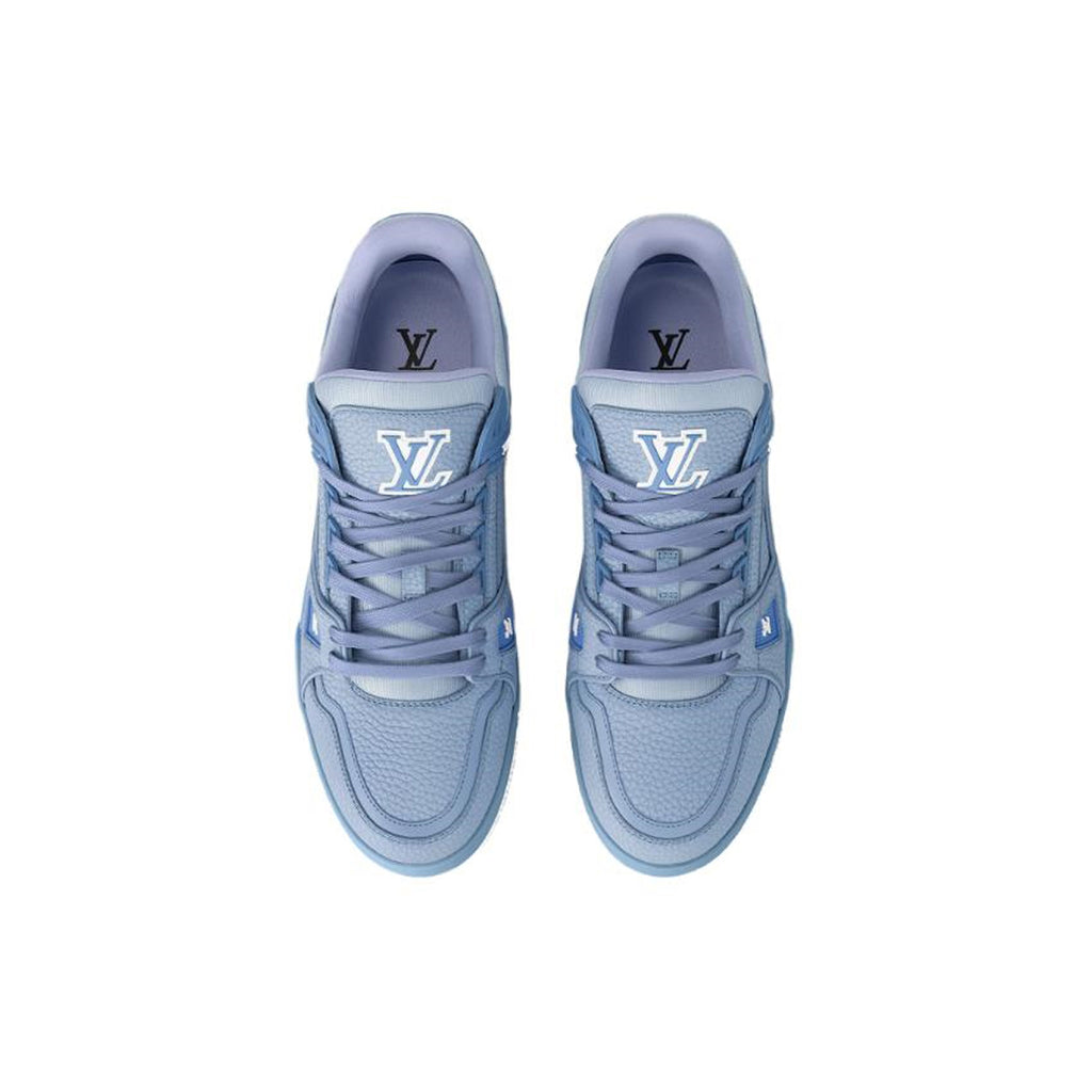Louis Vuitton Trainer Grained Calf Leather Low-Top Sneakers – Sky Blue