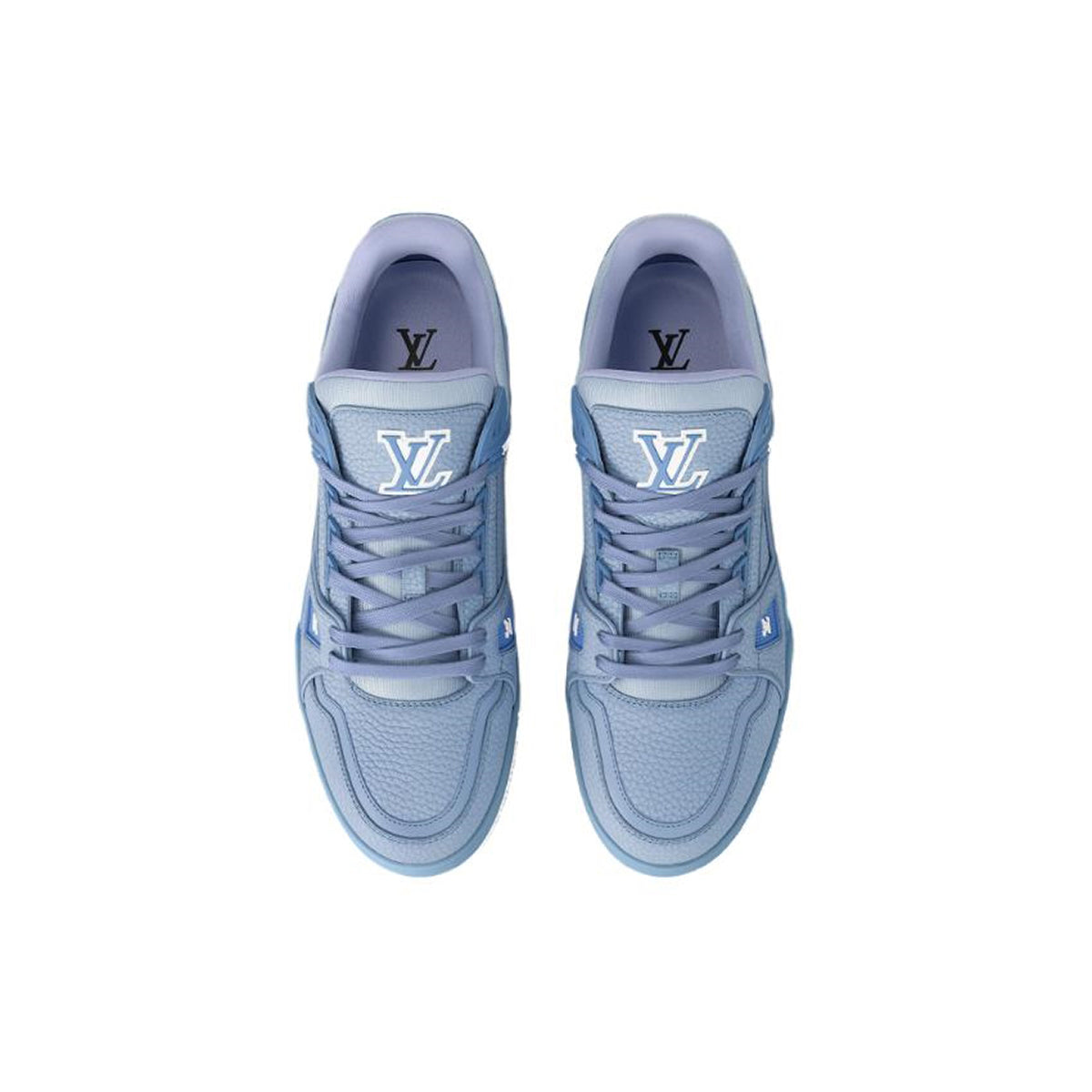 Louis Vuitton Trainer Grained Calf Leather Low-Top Sneakers – Sky Blue