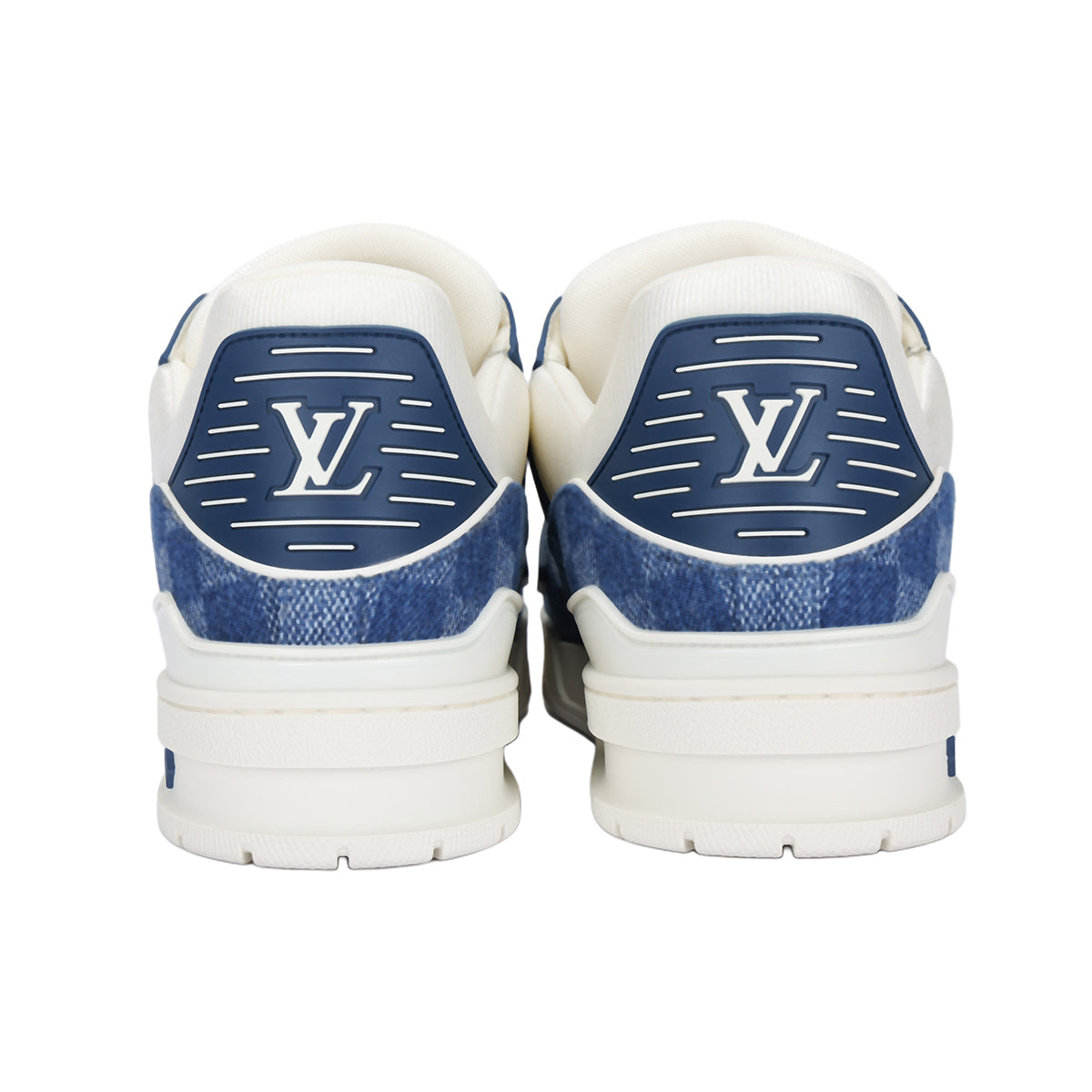 Louis Vuitton Trainer Lace-Up Low-Top Sneakers – White & Blue