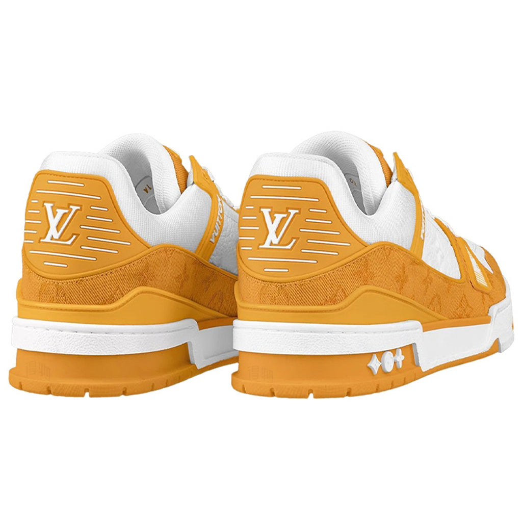 Louis Vuitton Trainer Calf Leather & Denim Lace-Up Low-Top Sneakers – Orange & Yellow