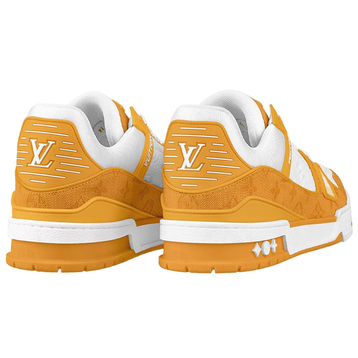 Louis Vuitton Trainer Calf Leather & Denim Lace-Up Low-Top Sneakers – Orange & Yellow