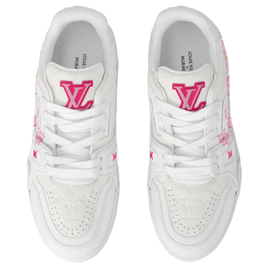Louis Vuitton × Takashi Murakami Trainer Cherry Blossom Print Low-Top Sneakers – White & Pink