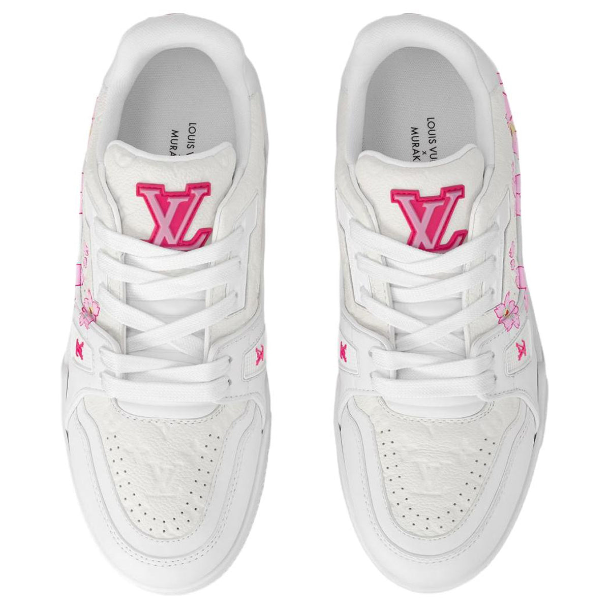 Louis Vuitton × Takashi Murakami Trainer Cherry Blossom Print Low-Top Sneakers – White & Pink