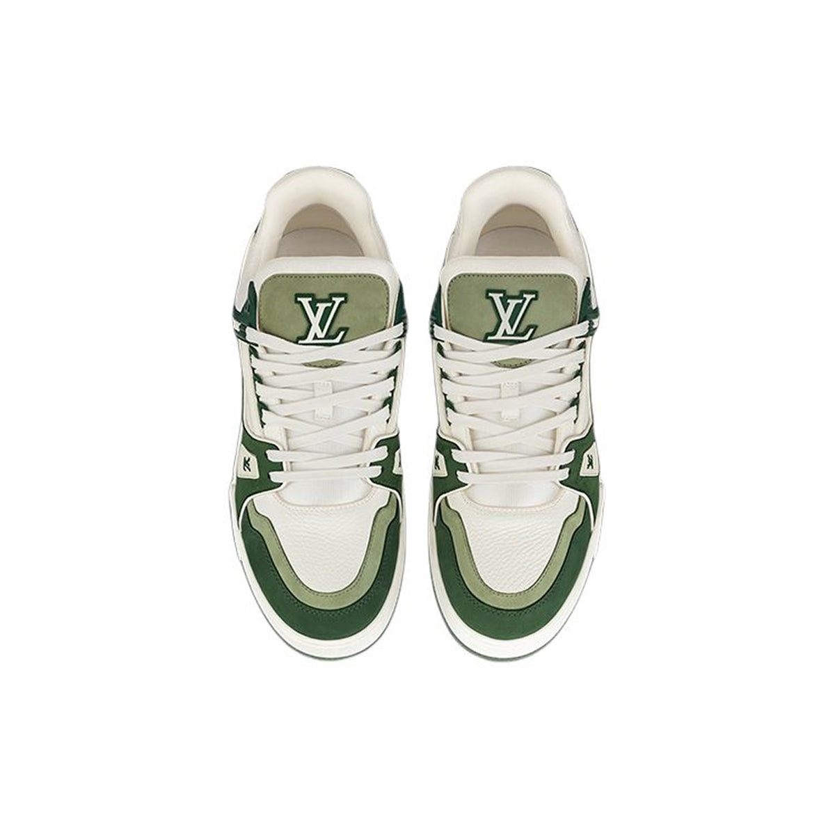 Louis Vuitton Trainer Lace-Up Low-Top Sneakers – Green & White