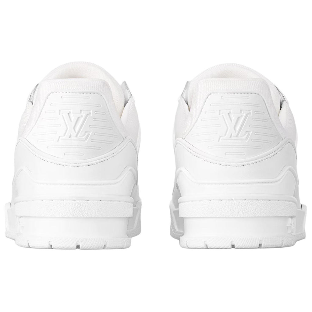 Louis Vuitton Trainer Leather Embossed Monogram Low-Top Sneakers – White