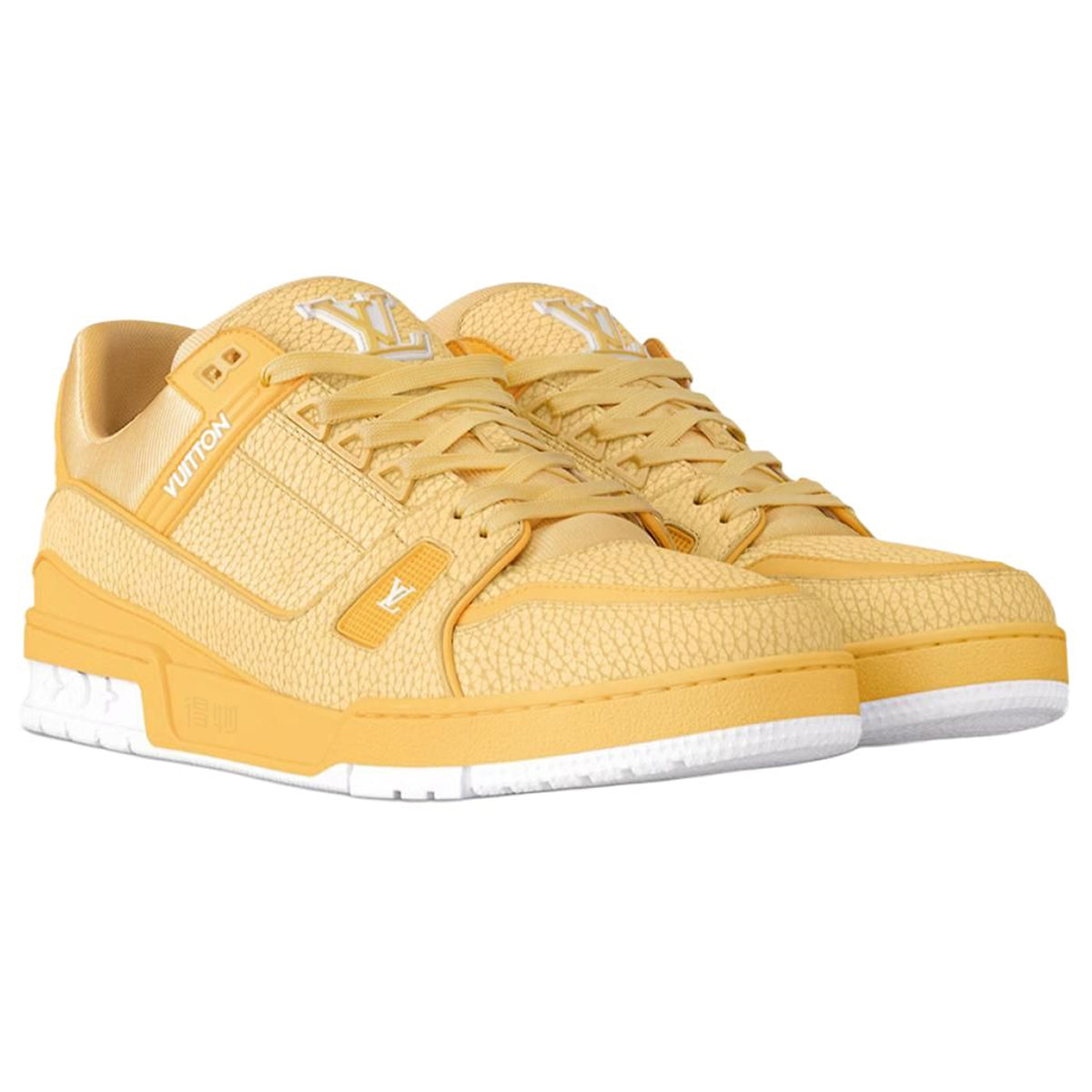 Louis Vuitton Trainer Grained Calf Leather Low-Top Sneakers – Yellow